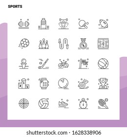 Set of Sports Line Icon set 25 Icons. Vector Minimalism Style Design Black Icons Set. Linear pictogram pack.