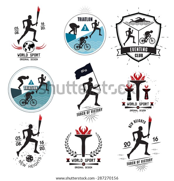 Set Sports Logos Emblems Design Elements Stock Vector Royalty Free