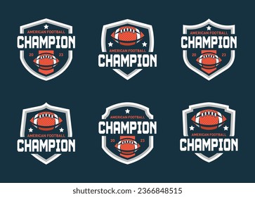 Set of sports logos, games in American football. Football logos collection. American football league labels, emblems and design elements