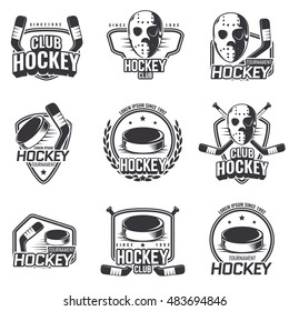 Set of sports logos for hockey.