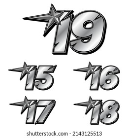 Set of sports number 15-19. Flat design, Editable. Vector Illustration EPS 10