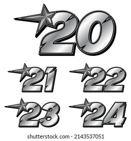 Set of sports number 20-24. Flat design, Editable. Vector Illustration EPS 10