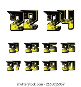 Set Of Sports Number 21-30. Simple Design