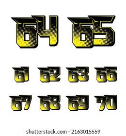 Set of sports number 61-70. Simple design