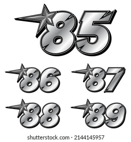 Set of sports number 85-89. Flat design, Editable. Vector Illustration EPS 10