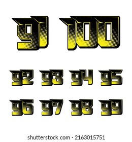 Set of sports number 91-100. Simple design