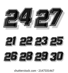 Set Of Sports Numbers 21-30. Simple Design