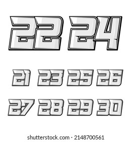 Set Of Sports Numbers 21-30. Simple Design