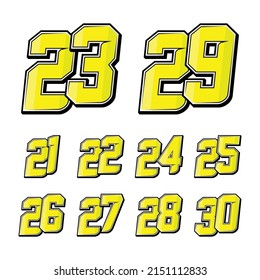 Set Of Sports Numbers 21-30. Simple Design