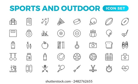 Set of Sports and outdoor activities line icon set. simple outdoor sports Outline illustration icon set.