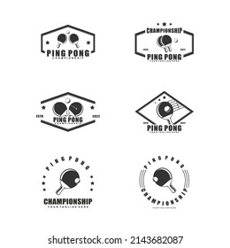 Set of Sports ping pong Silhouette Logo Design Templates, ping pong Logo badge templates