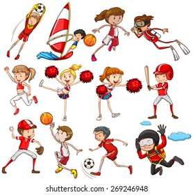 Set of sports in red theme