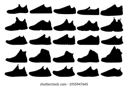 Set of sports shoes. Sports shoe black icon. Sport shoes design vector template.