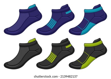 Set sports short socks mockup side view cartoon isolated vector