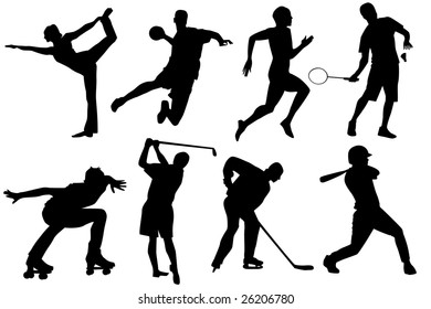 a set of sports silhouetttes