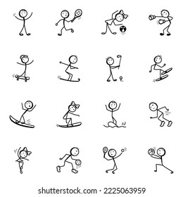 Set of Sports Stick Figure Icons 

