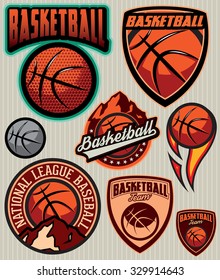 set of sports Template  for baseball with ball and mountains