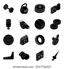 Set of Sports Tools Flat Icons 

