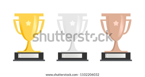 Set Sports Trophy Cups Gold Silver: vector de stock (libre de regalías)  1102206032 | Shutterstock