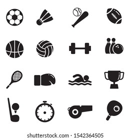 Set of sports vector illustration with simple black design isolated on white background. Sports icon