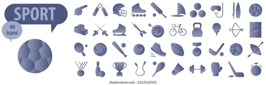 Set of sports vector illustrations with a simple design decorated with a light gradient on a white background. Sports icon. ESP 10.