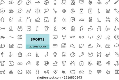 Set of Sports Vector Thin Line Icon set, gym and fitness line icons collection, Contains such Icons as Healthy Lifestyle, Body care and more. Editable vector icons.