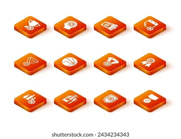 Set Sports winner podium, shop and basketball, Basketball medal, Shield the,  and award icon. Vector