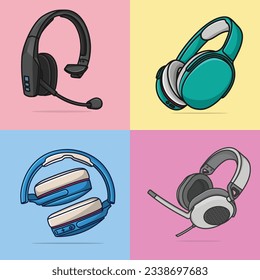 Set Of Sports Wireless Headphone for Games and Music vector illustration. Sports and recreation or technology object icon concept. Collection of Sports headphone vector design.