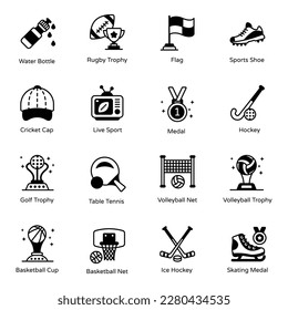 Set of Sports World Cup Glyph Icons

