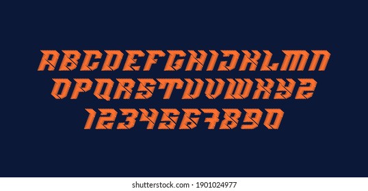 Set Of Sporty Scribbles Font And Number