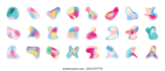 Conjunto de vector de gradiente de punto. Forma gráfica colorida en estilo moderno con diferentes formas orgánicas y color dinámico. Elementos de gradiente fluido perfectos para presentación, negocios, medios, banner.