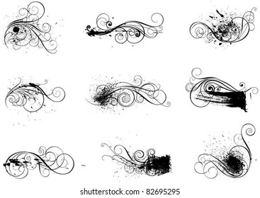 Set of spot swirl splash design