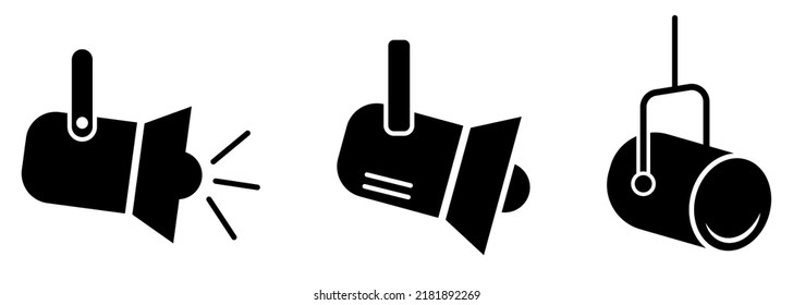 Set of spotlight icons. Stage lighting symbols. Vector illustration 