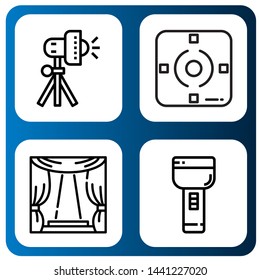 Set of spotlight icons such as Studio lighting, Focus, Stage, Flashlight , spotlight