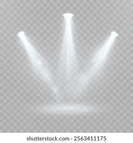 Set of spotlight light source. Vector glowing spotlight light effect. PNG