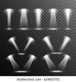 Conjunto de rayos focales, sobre fondo transparente. Caen los rayos de luz.