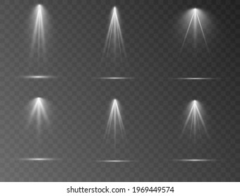 Set of spotlights on transparent background vector illustration