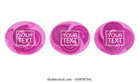 Set of spots with abstract pink elements, vector illustration on isolated background.