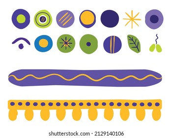 A set of spots in the abstract style of a Dymkovsky toy
