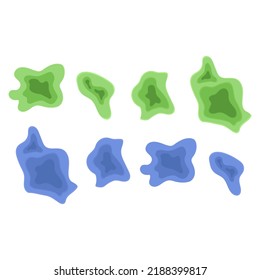 set of spots in blue and green color, vector illustration