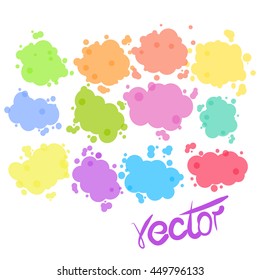 Set spots colored pseudo watercolor drawing isolated on a white background. Vector illustration