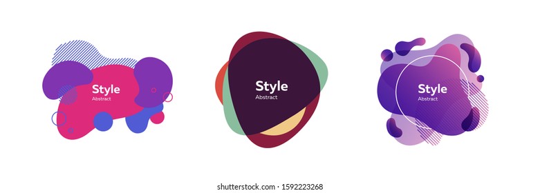 Set of spots with dynamic flowing colors. Design template for logo, flyer or presentation. Abstract form dynamic composition. Modern style vector illustration