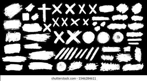set spots  lines  crosses  circles  banners   hand  painted lines   Irregular drawing strokes  Vector brush stroke background  Texture   grunge style  Stain illustration  Isolated  