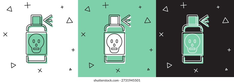 Rocíe contra el icono de los insectos aislado en el fondo blanco y verde, negro.  Vector