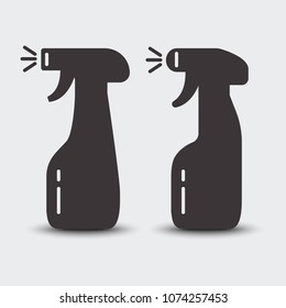Set of spray bottles. Cleaning agent. Black silhouette. Vector illustration