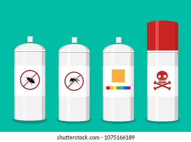Set of spray can in flat vector art 