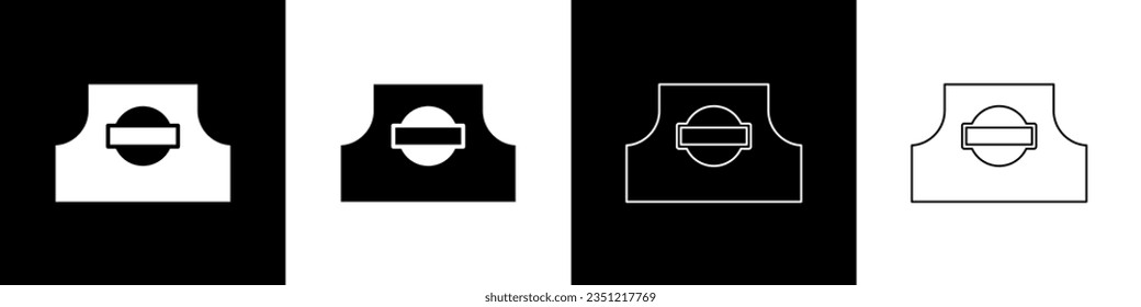 Set Spray can nozzle cap icon isolated on black and white background.  Vector