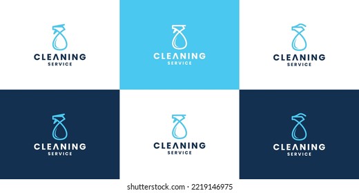 set of spray cleaner logo design modern for cleaning service company