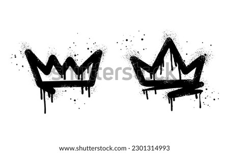 set of Spray painted graffiti crown sign in black over white. Crown drip symbol. isolated on white background. vector illustration