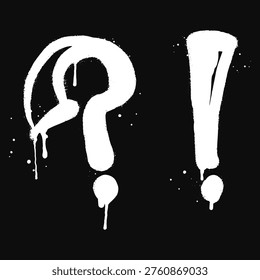 Set of Spray painted graffiti question marks and exclamation mark. isolated on white background. vector illustration